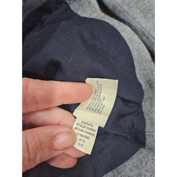 Gap Chambray Cotton Blazer Women’s 8 Blue 2-Button Polka Dot Cuff Lined Jacket - Picture 4 of 7